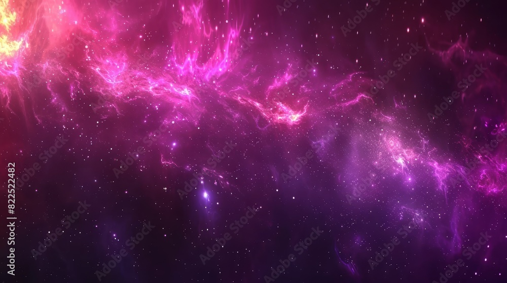 stars scattered abundantly against a black canvas, with an intensive pink and purple star cluster at its center stars scattered abundantly against a black canvas, with an intensive pink and purple star cluster at its center
