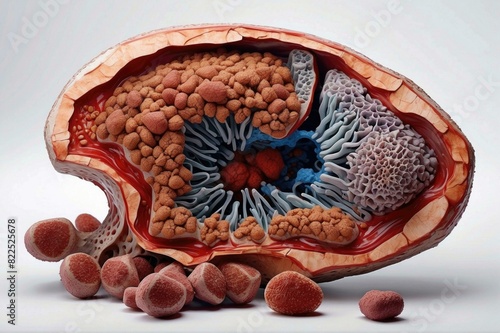 A 3D rendering of the inside of a testicle. AI. photo