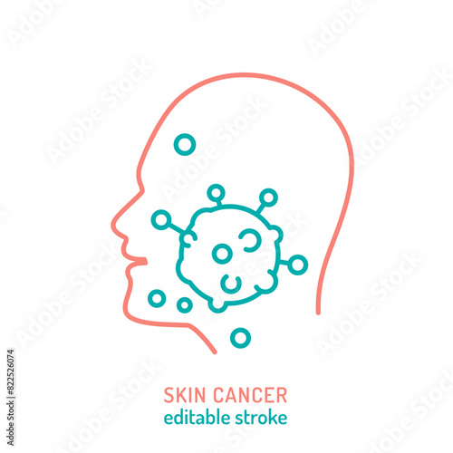 Skin cancer, malignant melanoma outline icon. Oncological sign.