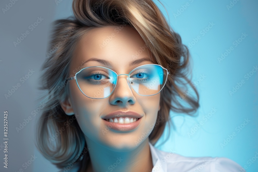 Beautiful blonde woman wears stylish glasses. Women's beauty and fashion. Vision correction. Beautiful blonde woman wears stylish glasses. Women's beauty and fashion. Vision correction.
