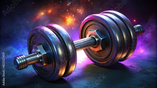 Pair of gym dumbbells isolated on background photo