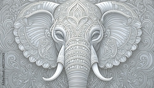 Close-Up of an Elephant Against a Light Gray Background, Highlighting Its Gentle Nature photo
