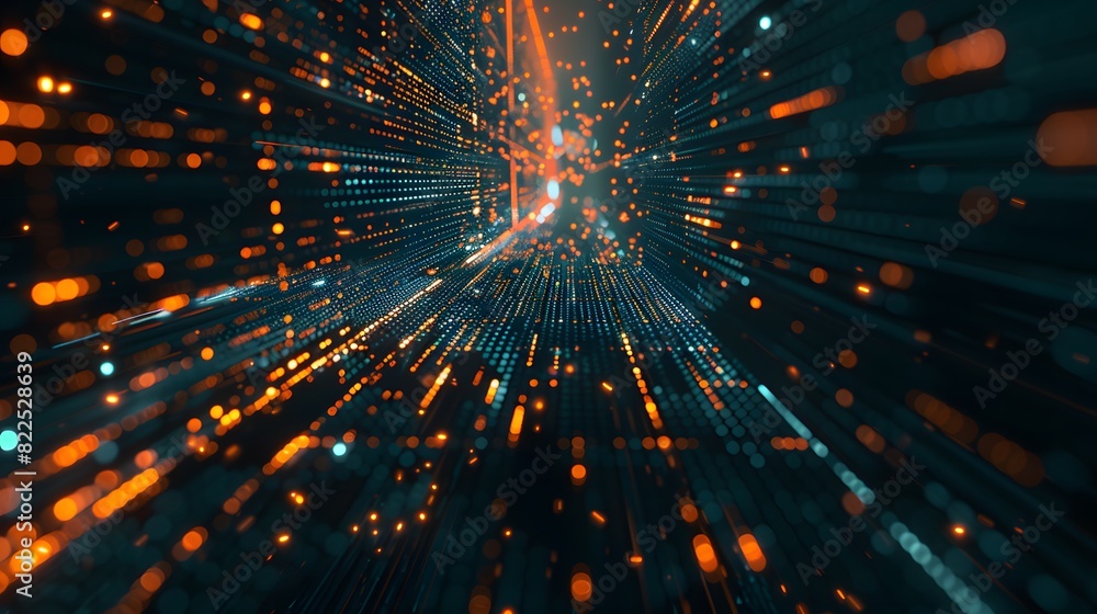 3D Render of Abstract Digital Data Background in Blue and Orange 3D Render of Abstract Digital Data Background in Blue and Orange
