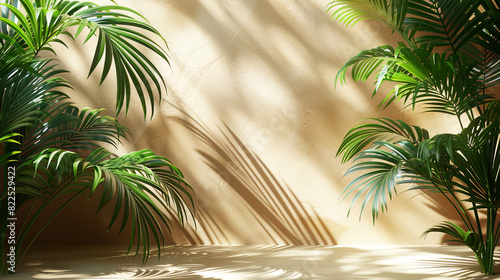palm leaves on elderberry background