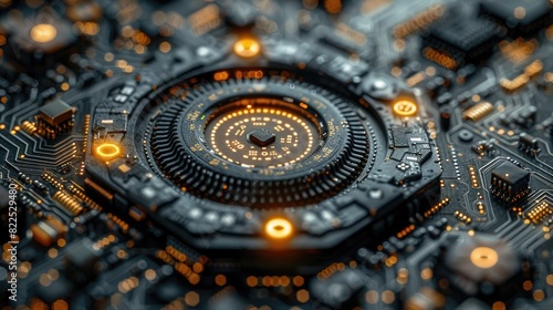 Wallpaper Mural A digital security token with intricate circuitry patterns, on a solid silver background. Torontodigital.ca