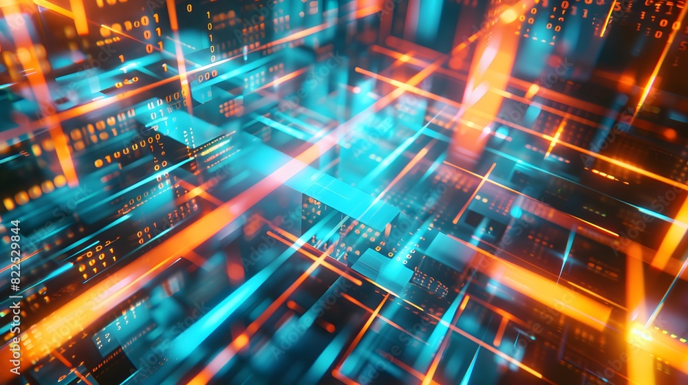 Futuristic 3D Render of Abstract Glowing Digital Data Background Futuristic 3D Render of Abstract Glowing Digital Data Background