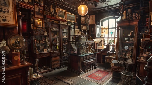 An antique shop brimming with bygone curiosities, captivating curious visitors and passionate collectors. © klss777