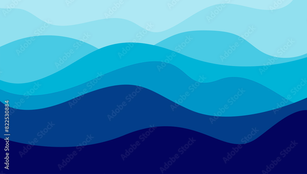 Blue paper waves abstract banner design. Paper craft landscape with gradient fade colors. Desktop wallpaper. Blue paper waves abstract banner design. Paper craft landscape with gradient fade colors. Desktop wallpaper.