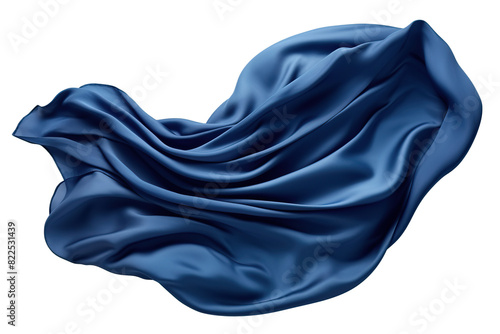 dark blue silk cloth flying . Cut out on transparent