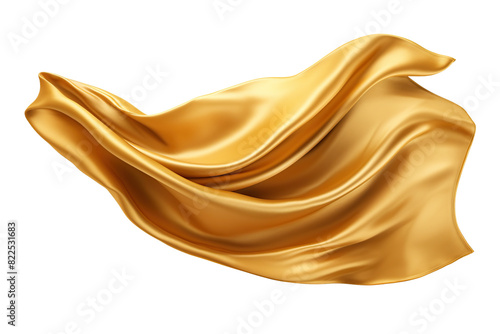 Flying golden silk fabric. cut out on transparent	