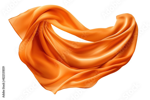 Flying orange silk fabric. cut out on transparent 