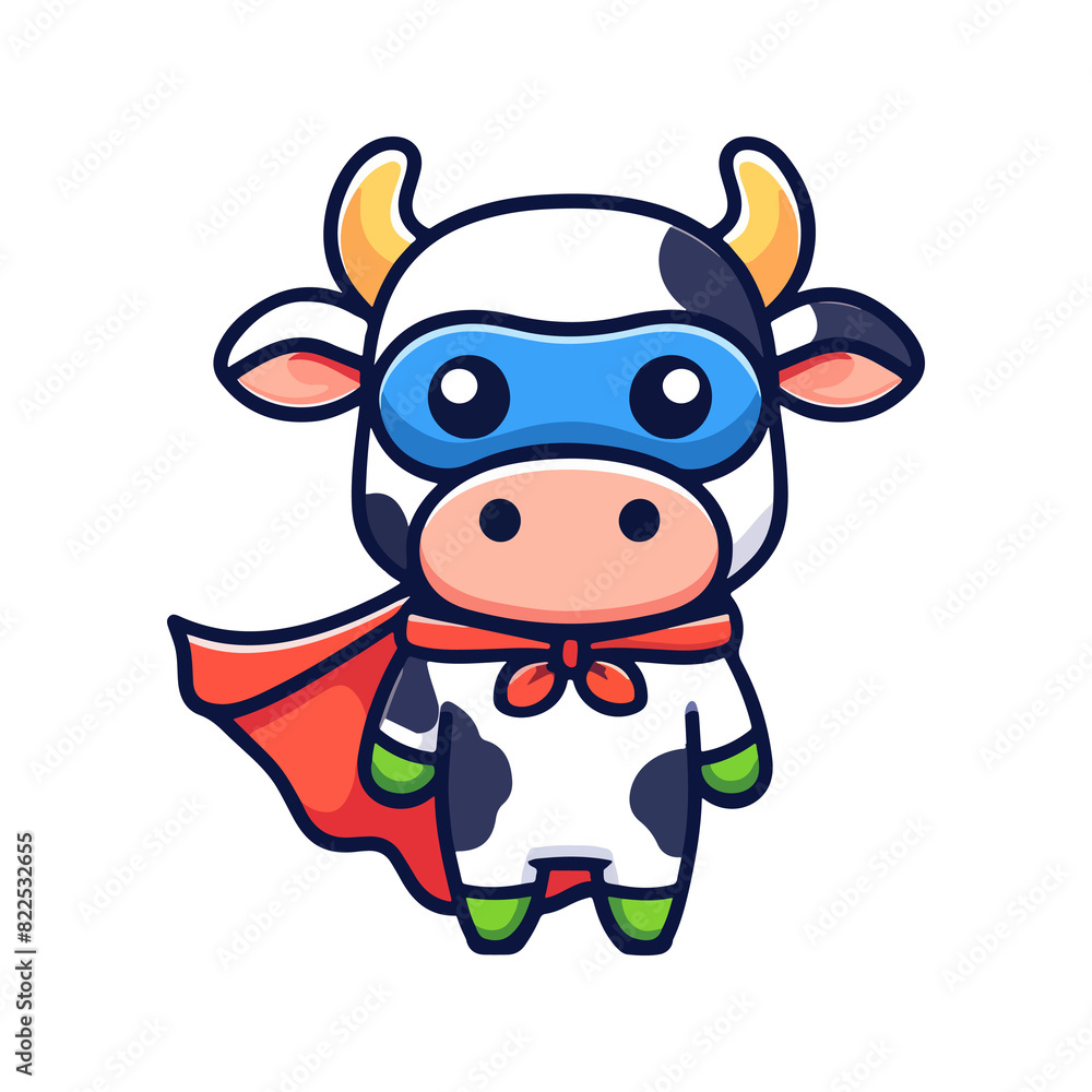 cartoon cute cow hero icon character cartoon cute cow hero icon character