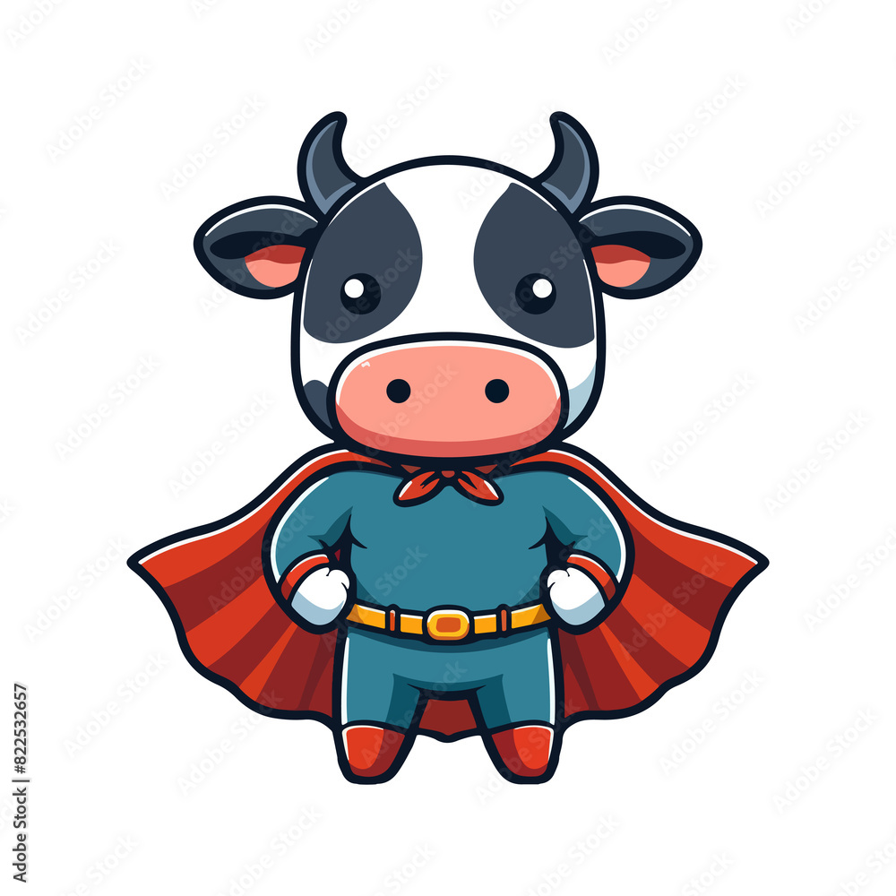 cartoon cute cow hero icon character cartoon cute cow hero icon character