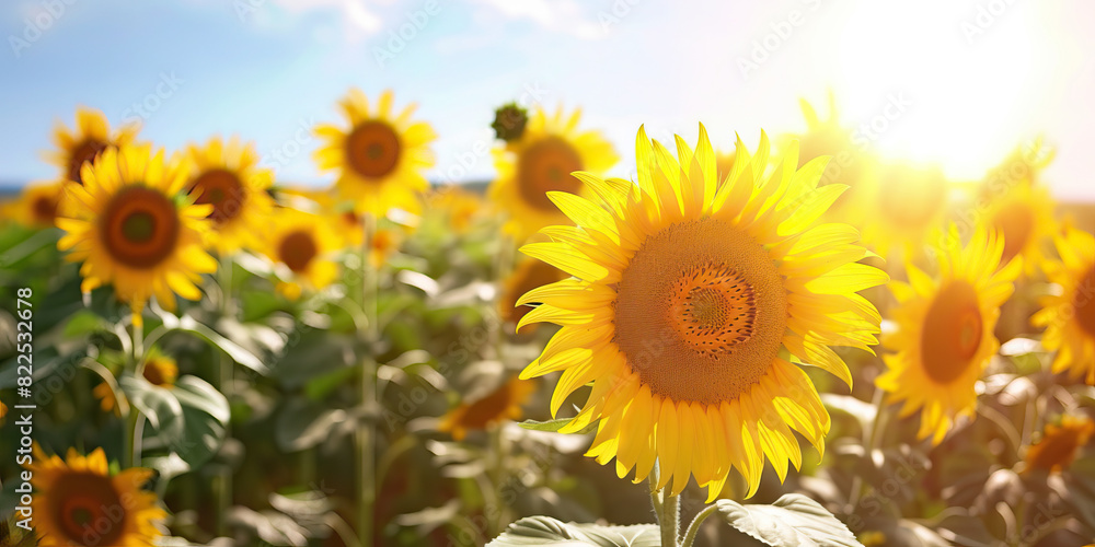 The Dancing Sunflowers: A field of bright yellow sunflowers bob and sway gently in the warm summer breeze, their heads nodding towards the brilliant sun high in the sky The Dancing Sunflowers: A field of bright yellow sunflowers bob and sway gently in the warm summer breeze, their heads nodding towards the brilliant sun high in the sky