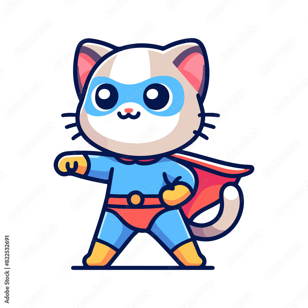 cartoon cute cat hero icon character cartoon cute cat hero icon character
