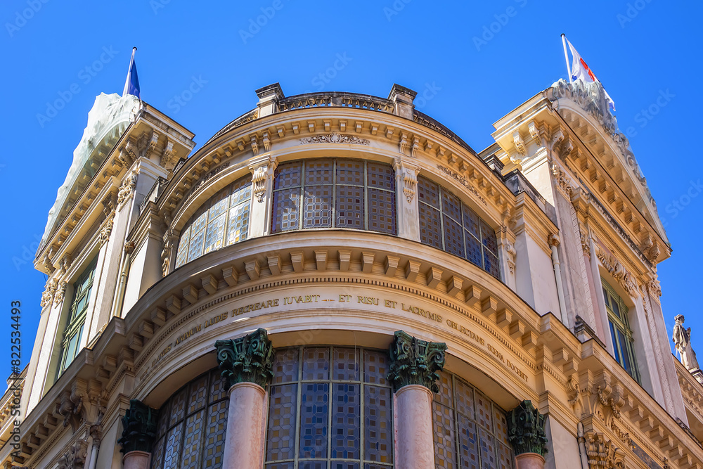 Fototapeta premium Opera de Nice (Nice Opera House). The current opera house was built in 1882 and inaugurated under the name of Municipal Theater. Nice, French Riviera, France.