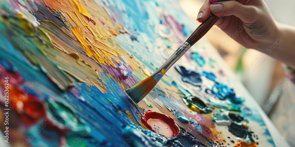 A painter meticulously mixes colors on a palette, their brush gliding across the canvas as they capture the essence of their subject. A painter meticulously mixes colors on a palette, their brush gliding across the canvas as they capture the essence of their subject.