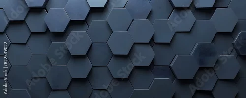 Obraz  z motywem 3D Dark Blue Abstract Background with Hexagon Pattern