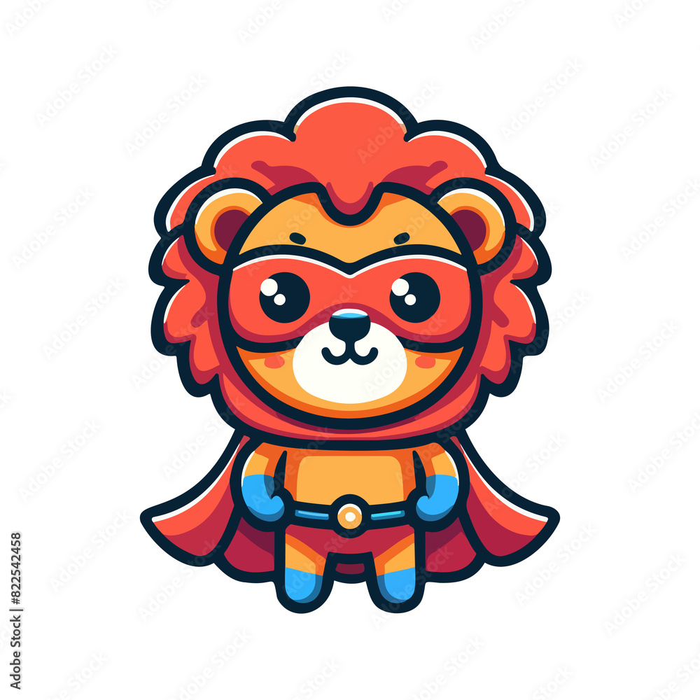 Fototapeta premium cartoon cute lion hero icon character