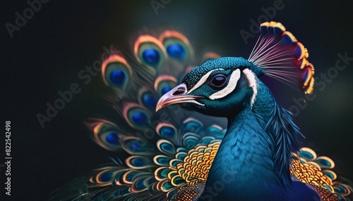 vibrant peacock with feathers out