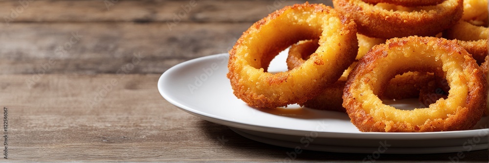 Culinary banner. Onion rings with hot curry pepper sauce. Culinary banner. Onion rings with hot curry pepper sauce.