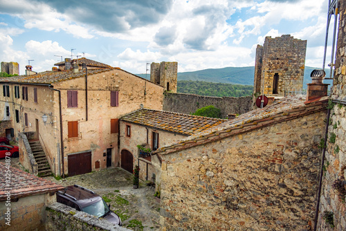 View of Monteriggioni  Tuscany medieval town on the hill.