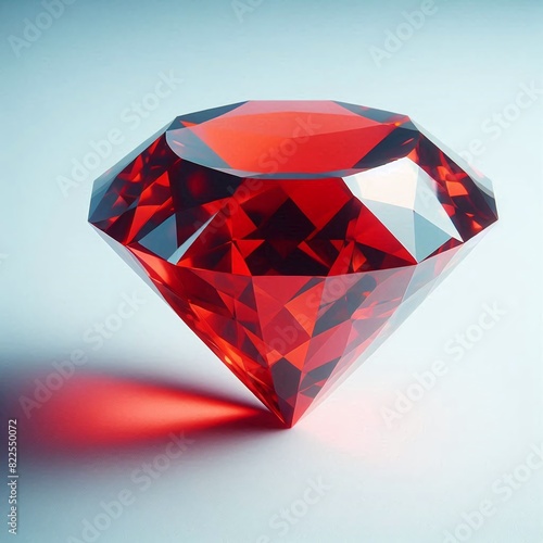 Exquisite Red Faceted Diamond with Stunning Light Reflections photo