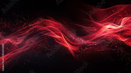 A black background with swirling red light patterns, forming an abstract design that conveys a sense of motion and energy