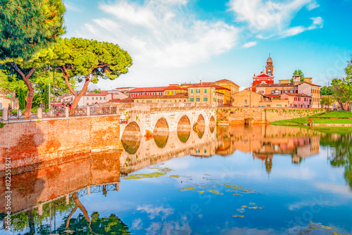 Bridge of Tiberius, Ponte di Tiberio in Rimini, Italy.