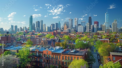 A cityscape featuring a mix of old and new buildings, with the skyline punctuated by contemporary towers and business centers