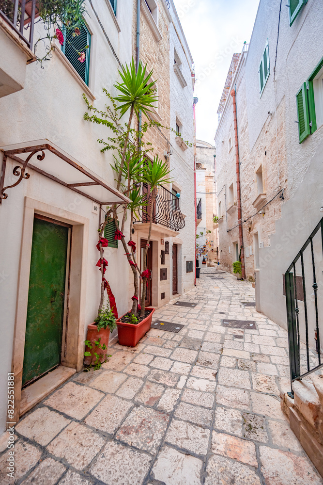 Obraz premium Cityscape of Polignano a Mare town, Puglia region, Italy, Europe. Seascape of Adriatic sea