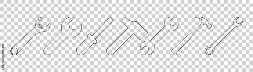 set of tools icons on white background set of tools icons on white background
