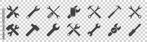 set of tools icons on white background
