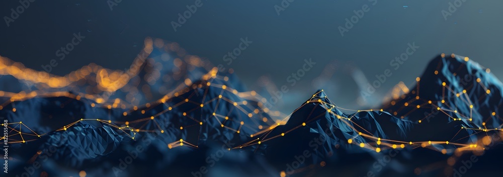 Low Poly Wireframe Background with Gradients and Network Nodes Stock ...
