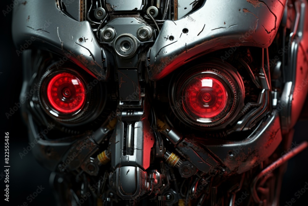 Metallic Robot face. Science ai model. Generate Ai Metallic Robot face. Science ai model. Generate Ai