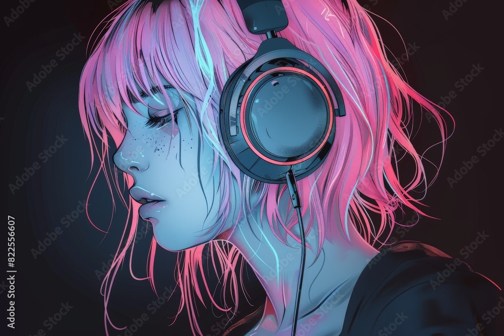 A beautiful anime Lo-fi girl so cute pink short hair. Beautiful simple AI generated image in 4K, unique. A beautiful anime Lo-fi girl so cute pink short hair. Beautiful simple AI generated image in 4K, unique.