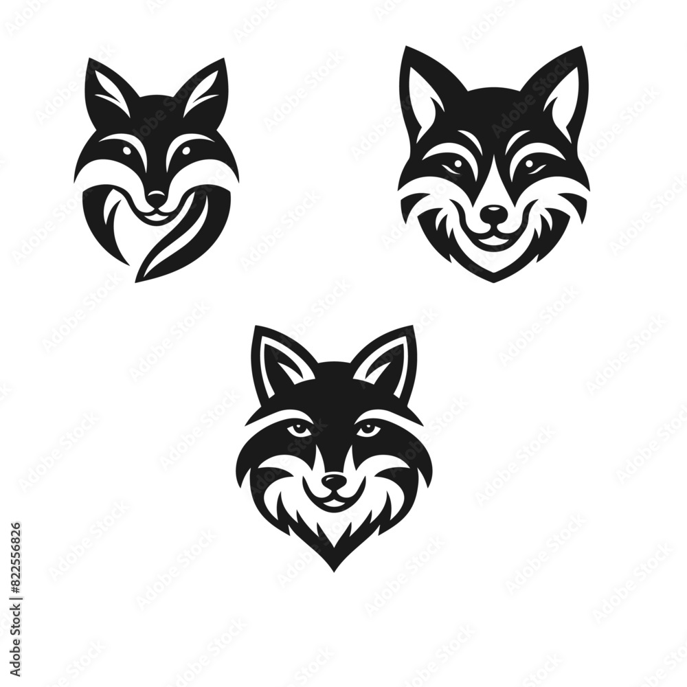 High quality Fox logotype vector silhouette isolated on white background