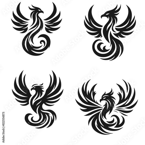High quality Pheonix logotype vector silhouette isolated on white background