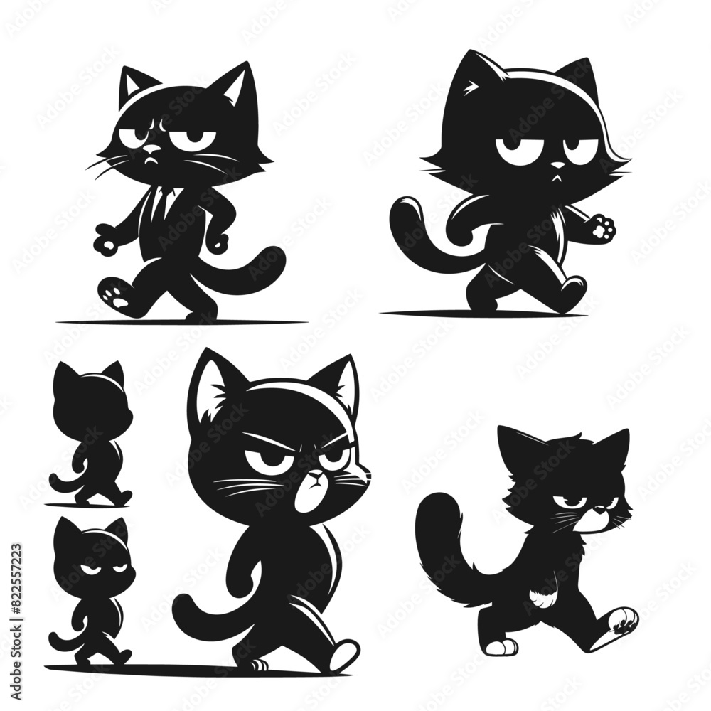 Beautihul high quality cat character vector silhouette isolated on white background Beautihul high quality cat character vector silhouette isolated on white background