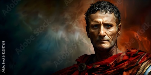 Gus Julius Caesar: A Renowned Roman General and Iconic Historical Figure in Ancient History. Concept Ancient Rome, Julius Caesar, Roman Empire, Military Strategies, Historical Figures photo