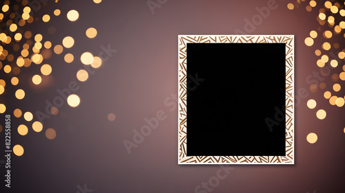 Realistic empty photo frame with bokeh light background. Blank picture frame template. AI generated image © TarikTalha