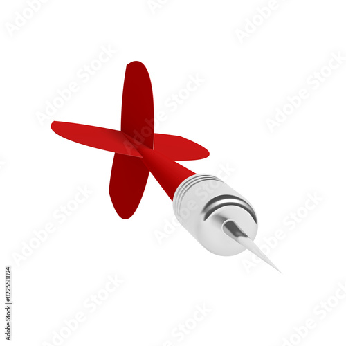 Red dart isolated on white background. 3d illustration.