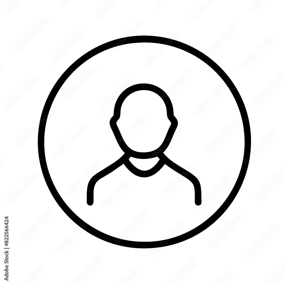 Anonymous Male User Profile Icon in Circle, Simple Line Art, Vector Illustration Anonymous Male User Profile Icon in Circle, Simple Line Art, Vector Illustration