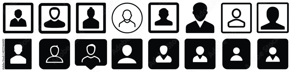Set of Male Profile Icons in Various Styles – Vector Graphics Set of Male Profile Icons in Various Styles – Vector Graphics