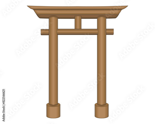 vector design of an entrance or gate consisting of two brown columns with a small roof usually called a torii gate which can be found at Shinto religious shrines in Japan