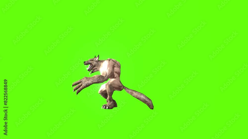 Werewolf idle green screen animation 3D rendering Werewolf idle green screen animation 3D rendering