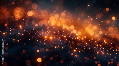 The background is made up of red, orange, white illuminated spots on a grainy color gradient backdrop, a noise texture effect, and copy space.