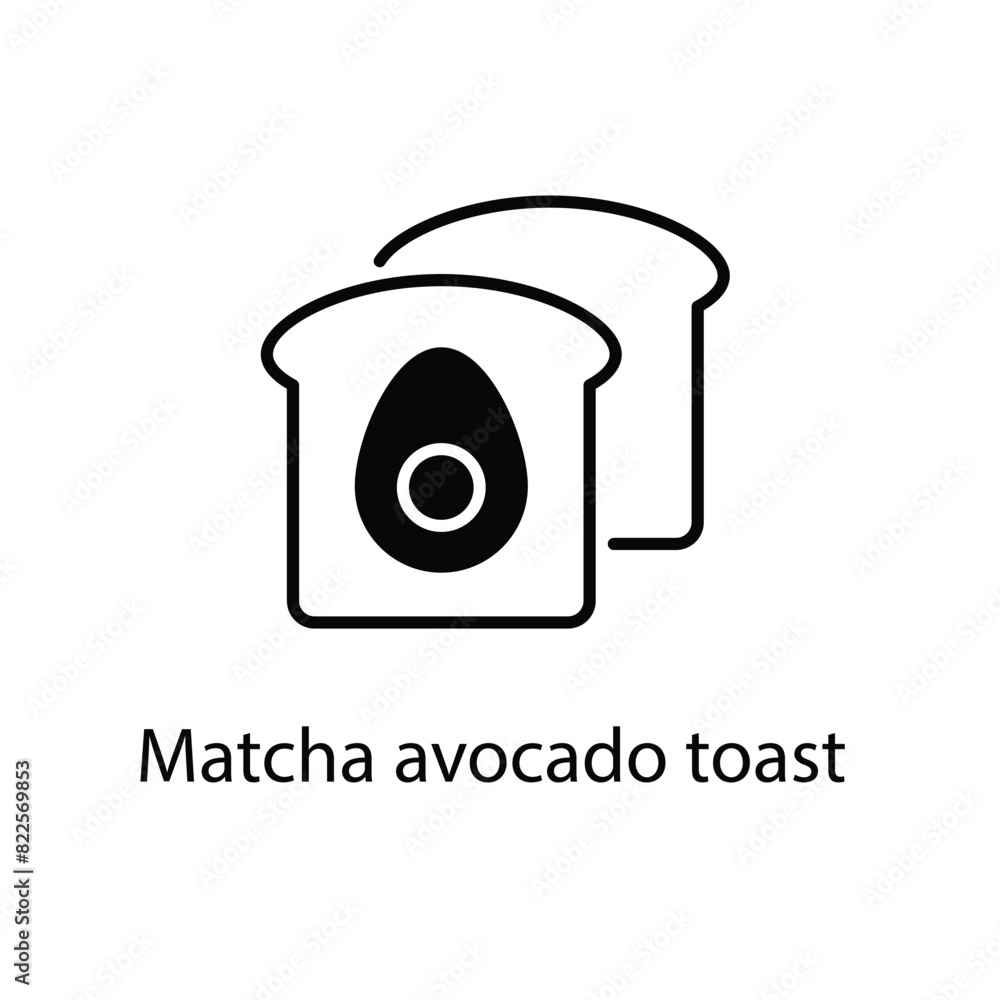 Matcha avocado toast vector icon Matcha avocado toast vector icon