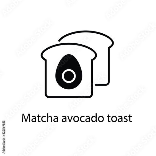 Matcha avocado toast  vector icon