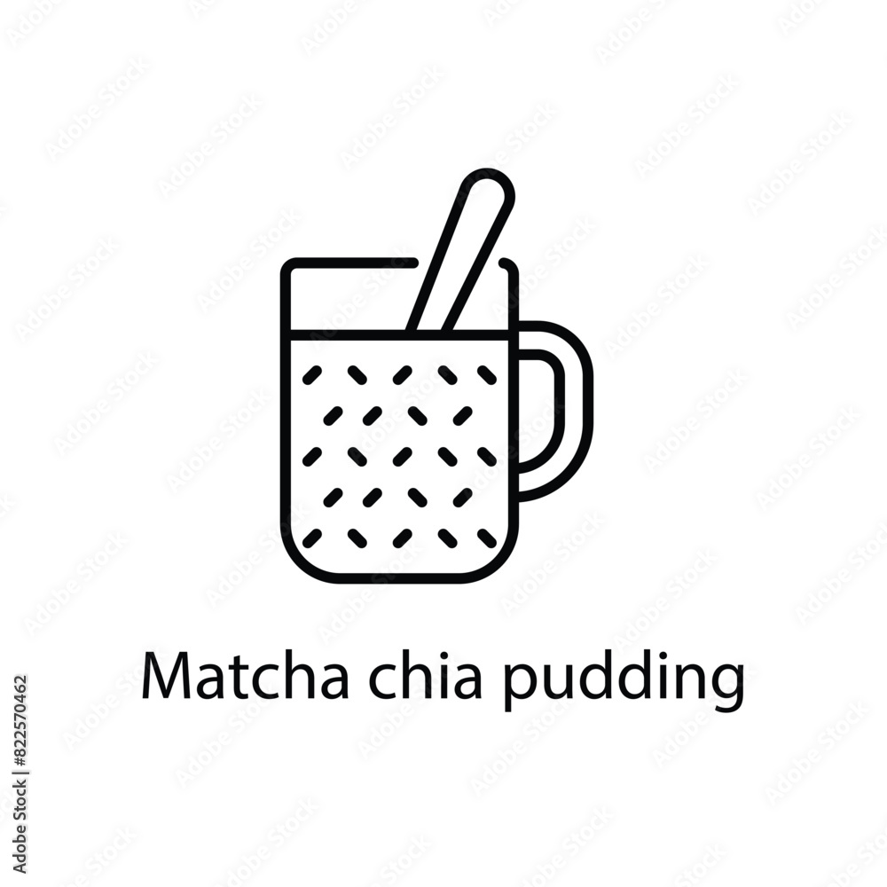 Matcha chia pudding vector icon Matcha chia pudding vector icon